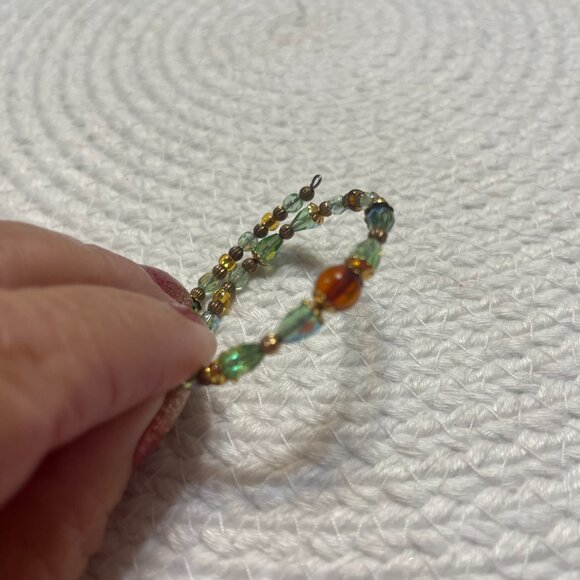 Dainty CRYSTAL & GOLD Handmade Adjustable Memory Wire Bracelet #704D - Picture 3 of 4